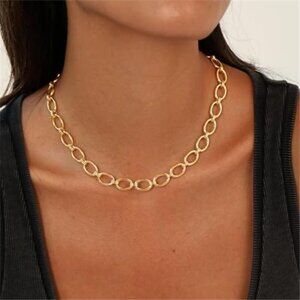 Chunky Gold/silver plated Paperclip Dainty Necklace for Women Statement Trendy